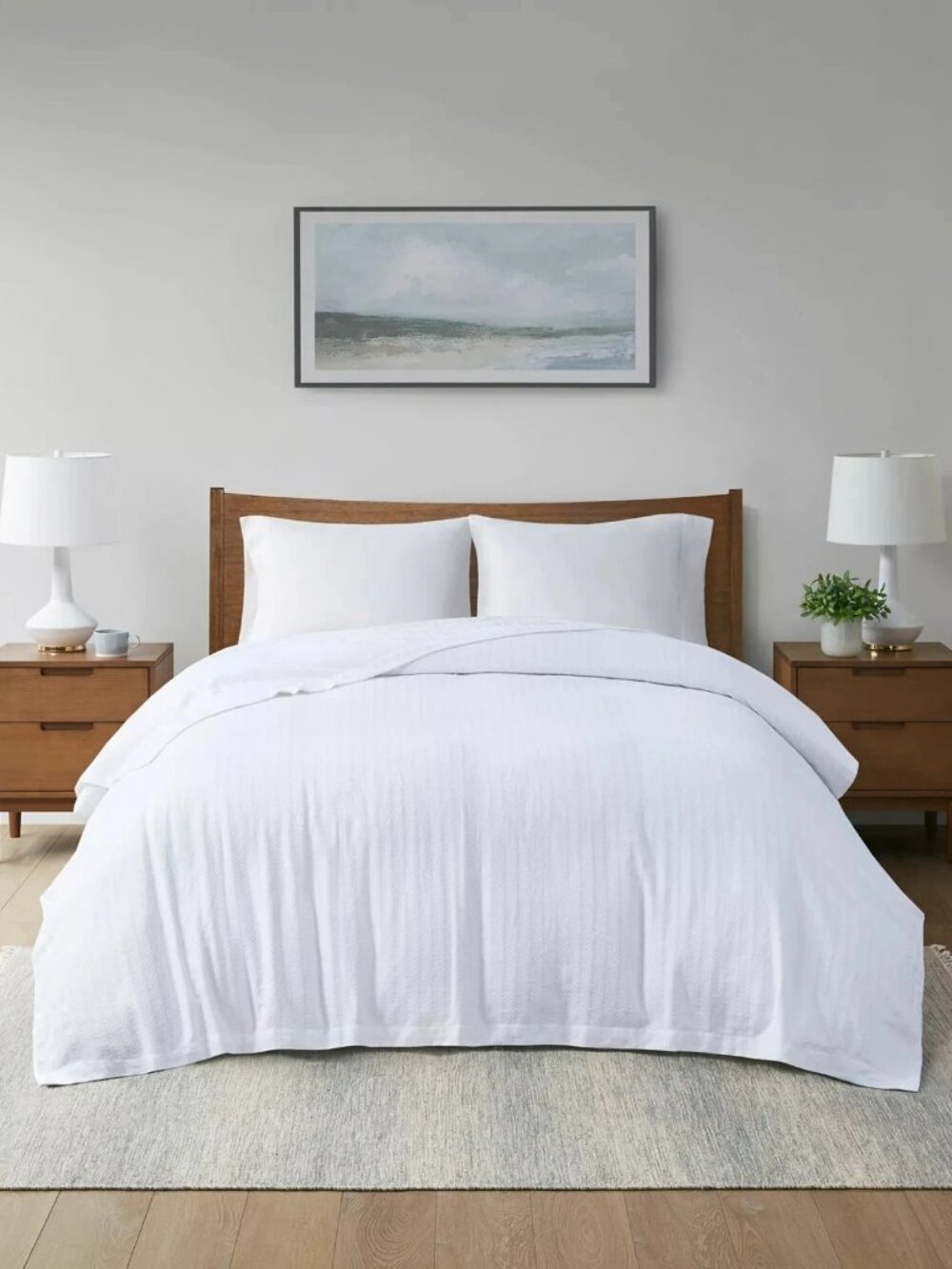Hotel Collection 100% Egyptian Cotton Twin Size White Blanket - NEW
